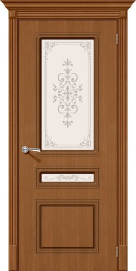 Межкомнатная дверь шпон файн-лайн Браво Стиль Ф-11 (Орех) остекленная — фото 1