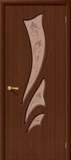 Межкомнатная дверь шпон файн-лайн Браво Эксклюзив Ф-17 (Шоколад) остекленная — фото 1