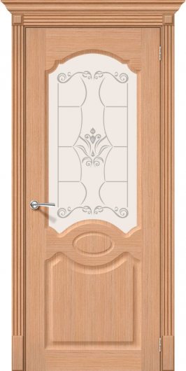 Межкомнатная дверь шпон файн-лайн Селена (Дуб) остекленная — фото 1