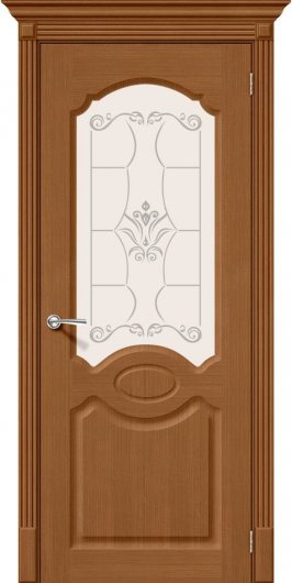 Межкомнатная дверь шпон файн-лайн Селена (Орех) остекленная — фото 1
