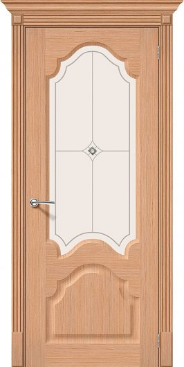 Межкомнатная дверь шпон файн-лайн Браво Афина Ф-01 (Дуб) остекленная — фото 1