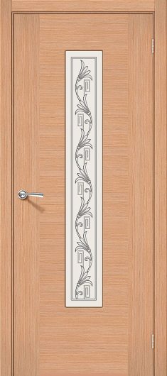 Межкомнатная дверь шпон файн-лайн Браво Рондо Ф-01 (Дуб) остекленная — фото 1