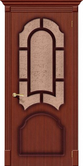 Межкомнатная раздвижная дверь Браво Соната Ф-15 (Макоре) остекленная — фото 1