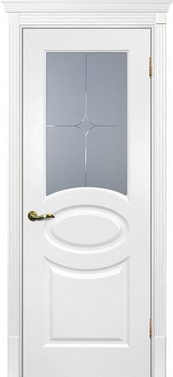 Межкомнатная ульяновская дверь Текона Смальта 12 Молочный RAL 9010 остекленная — фото 1