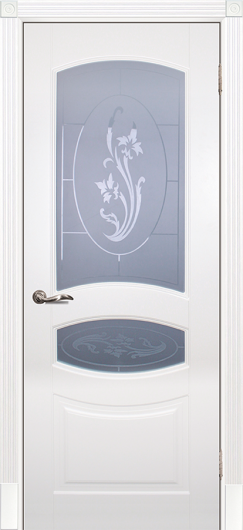 Межкомнатная ульяновская дверь Текона Смальта 02 Белый RAL 9003 остекленная — фото 1