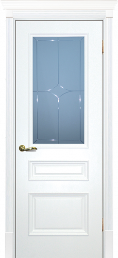 Межкомнатная ульяновская дверь Текона Смальта 06 Белый RAL 9003 остекленная — фото 1