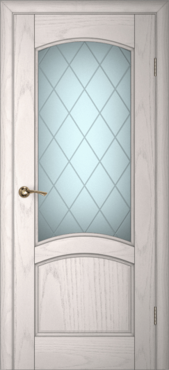 Межкомнатная ульяновская дверь Текона Вайт 01 Ясень айсберг остекленная — фото 1