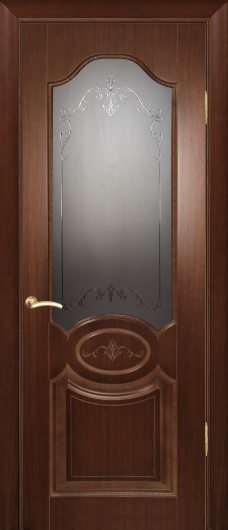 Межкомнатная ульяновская дверь Текона Мулино 04 Орех темный остекленная — фото 1