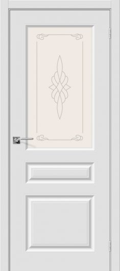 Межкомнатная дверь с ПВХ-пленкой Браво Скинни-15 П-23 (Белый) остекленная — фото 1