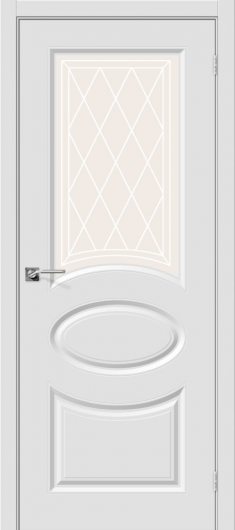 Межкомнатная дверь с ПВХ-пленкой Браво Скинни-21 П-23 (Белый) остекленная — фото 1