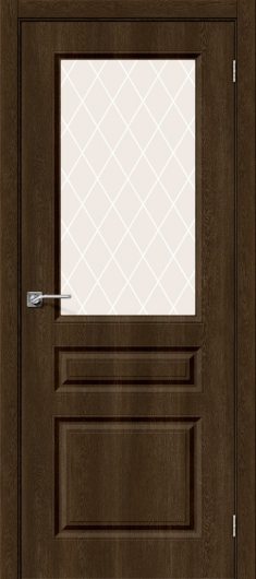 Межкомнатная дверь с ПВХ-пленкой Браво Скинни-15 dark barnwood остекленная — фото 1