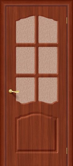 Межкомнатная дверь с ПВХ-пленкой Браво Лидия П-17 (ИталОрех) остекленная — фото 1