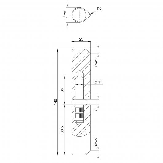 Петля приварная D20x140S B2B (с фаской) — фото 1