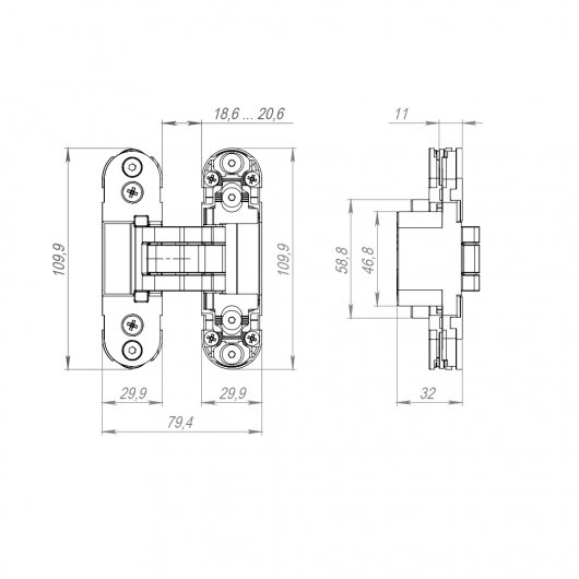 Петля скрытой установки LM/U3D2000.TG BL/SC мат.хром — фото 1