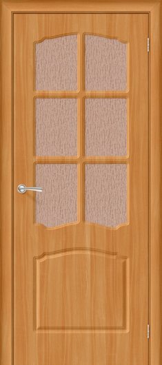 Межкомнатная дверь с ПВХ-пленкой Браво Альфа П-18 (МиланОрех) остекленная — фото 1