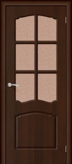 Межкомнатная дверь с ПВХ-пленкой Браво Альфа П-19 (Венге) остекленная — фото 1