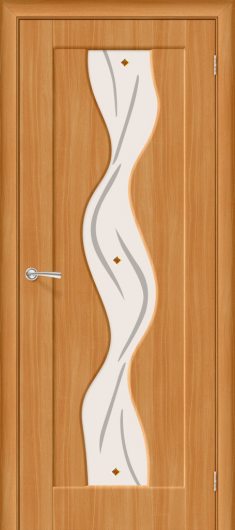 Межкомнатная дверь с ПВХ-пленкой Браво Вираж Плюс П-18 (МиланОрех) остекленная — фото 1