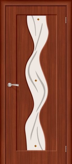 Межкомнатная дверь с ПВХ-пленкой Браво Вираж Плюс П-17 (ИталОрех) остекленная — фото 1