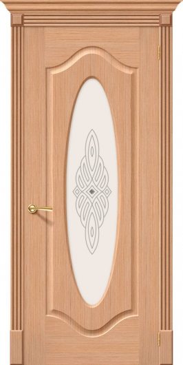 Межкомнатная дверь шпон файн-лайн Браво Аура (Дуб) остекленная — фото 1