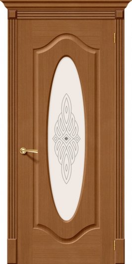 Межкомнатная дверь шпон файн-лайн Браво Аура (Орех) остекленная — фото 1