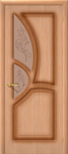 Межкомнатная раздвижная дверь Браво Греция Ф-01 (Дуб) (ст. бронзовое художественное) остекленная — фото 1