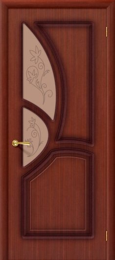 Межкомнатная дверь шпон файн-лайн Браво Греция Ф-15 (Макоре) остекленная — фото 1