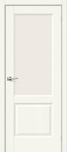 Межкомнатная дверь Браво Неоклассик-33 White Wood остекленная (ст. Magic Fog) — фото 1