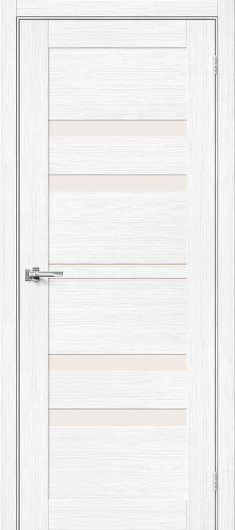 Межкомнатная дверь с эко шпоном Порта-30 Snow Veralinga/Magic Fog остекленная — фото 1