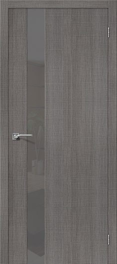 Межкомнатная дверь с эко шпоном Порта-51 Smoke Grey Crosscut остекленная — фото 1