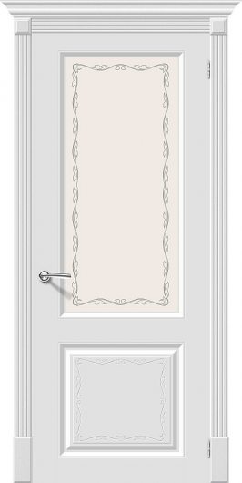 Межкомнатная эмалированная дверь Браво Скинни-13 Аrt Whitey остекленная — фото 1