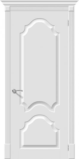 Межкомнатная дверь с эко шпоном Luxor LH-4 белый снег (soft-touch) остекленная — фото 1