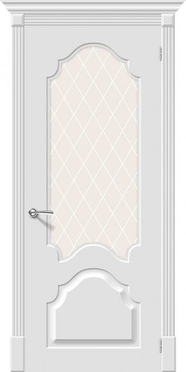 Межкомнатная эмалированная дверь Браво Скинни-33 Whitey остекленная — фото 1