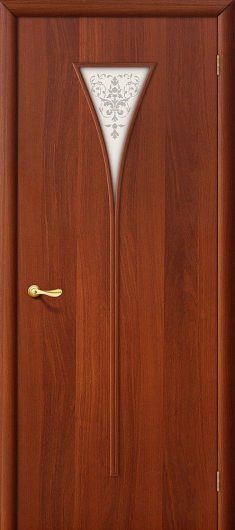 Межкомнатная ламинированная дверь Браво 3Х Л-11 (ИталОрех) остекленная — фото 1