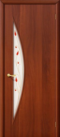 Межкомнатная ламинированная дверь Браво 5П (ИталОрех) остекленная — фото 1