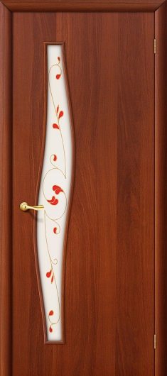 Межкомнатная ламинированная дверь Браво 6П (ИталОрех) остекленная — фото 1