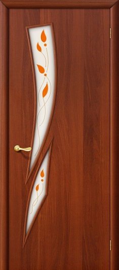 Межкомнатная ламинированная дверь Браво 8П (ИталОрех) остекленная — фото 1