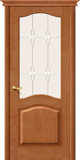 Межкомнатная дверь из массива Белорусские двери М7 Т-05 (Светлый Лак) полимер остекленная — фото 1