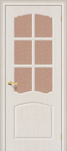 Межкомнатная дверь с ПВХ-пленкой Браво Альфа П-20 (БелДуб) остекленная — фото 1