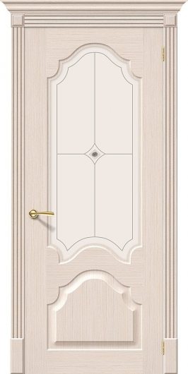 Межкомнатная дверь шпон файн-лайн Браво Афина (БелДуб) остекленная — фото 1
