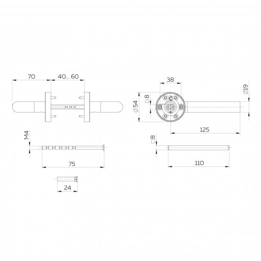 Ручка раздельная R.DSS201-0201/19 (DSS-0201/19) INOX 201 BL-24 черный — фото 1