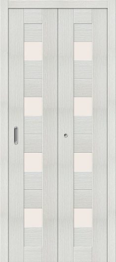 Межкомнатная складная дверь с эко шпоном Порта-23 Bianco Veralinga остекленная — фото 1