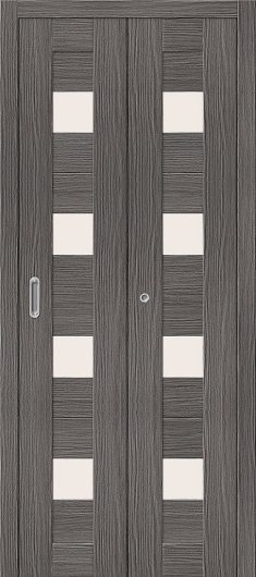Межкомнатная складная дверь с эко шпоном Порта-23 Grey Veralinga остекленная — фото 1