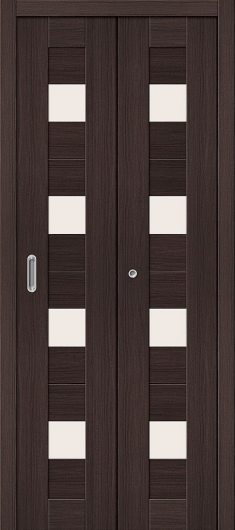Межкомнатная складная дверь с эко шпоном Порта-23 Wenge Veralinga остекленная — фото 1