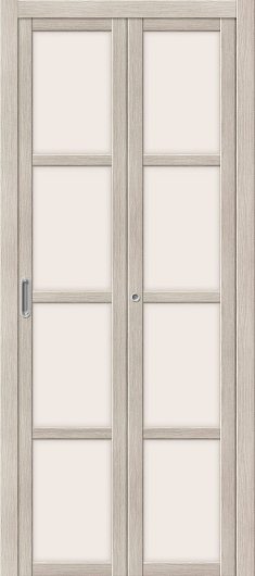 Межкомнатная складная дверь с эко шпоном el`PORTA Твигги V4 Cappuccino Veralinga остекленная — фото 1