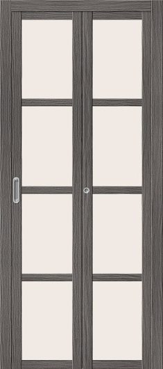 Межкомнатная складная дверь с эко шпоном el`PORTA Твигги V4 Grey Veralinga остекленная — фото 1