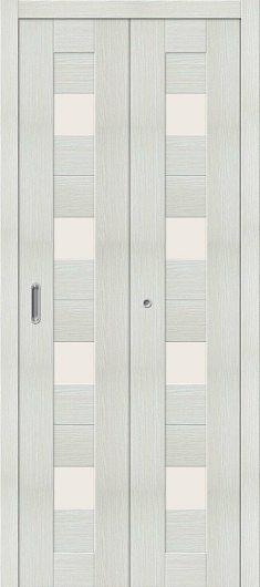 Межкомнатная складная дверь с эко шпоном Порта-23 Bianco Veralinga остекленная — фото 1