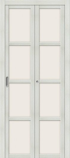Межкомнатная складная дверь с эко шпоном el`PORTA Твигги V4 Bianco Veralinga остекленная — фото 1