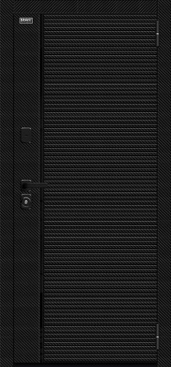 Входная стальная дверь Браво Лайнер-3 Black Carbon/Off-white — фото 1