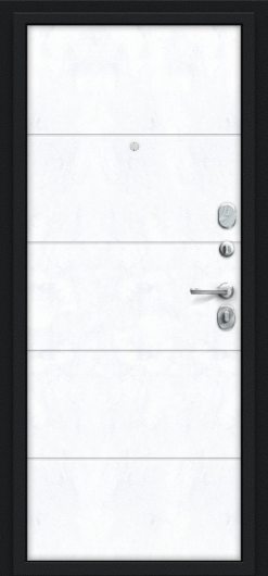 Входная дверь Браво Граффити-1 Букле черное/Snow Art — фото 2