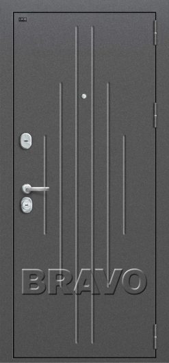 Входная дверь Р2-205 Антик Серебро/П-25 (Беленый Дуб) глухая — фото 1
